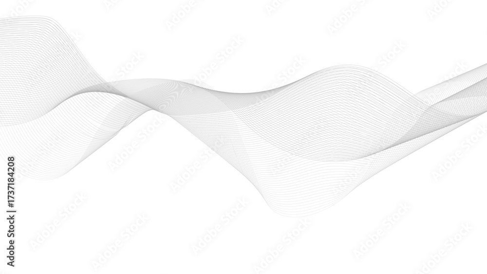 Wall mural modern abstract glowing wave lines on white background. dynamic flowing wave design element.