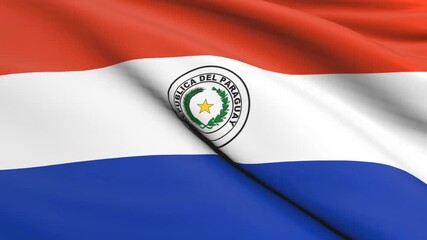 flag of paraguay waving in the wind, flag animation background
