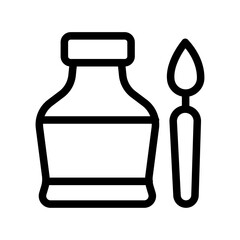 Ink Bottle and Brush Line Icon of Editorial Design Icon Set