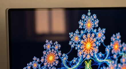Fractal pattern on a monitor screen, abstract digital art background