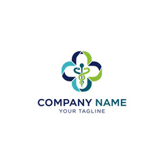 A stylized medical logo featuring a cross shape with a caduceus symbol at its center, representing health and wellness.
