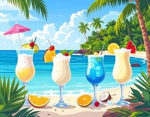 Tropical cocktails on a sandy beach (2)