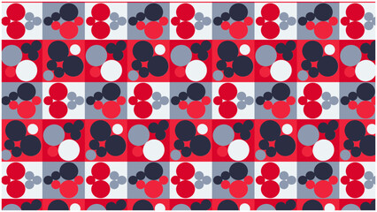 unique seamless pattern with red, grey, white, and black colors. 