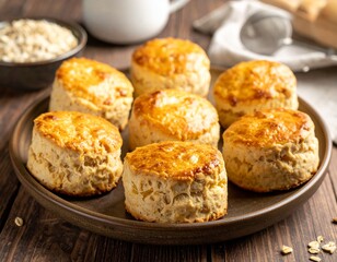 Fototapeta premium Cheese and Oat Scones – Traditional Savory Scottish Treat