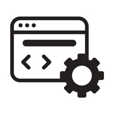 Browser with Cog Line Icon of Design Systems Icon Set