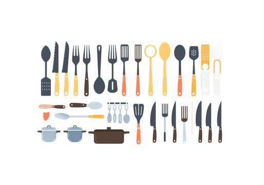 kitchen utensils collection, flat design, white background clip art preview