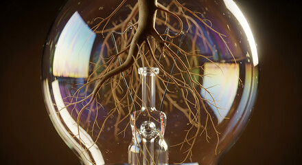 Innovative Sustainable Energy Roots Growing Inside Light Bulb for Eco Friendly Solutions