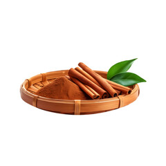 Basket of cinnamon on transparent background