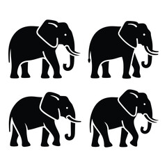 Set of four silhouette elephants majestic african wildlife creatures standing proudly natural habitat silhouette © BIPUL