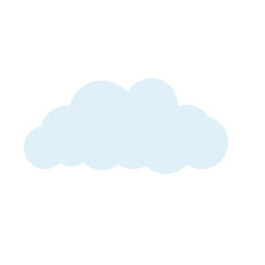 Obraz premium 2d illustration of soft blue cloud with rounded shape, symbolizing calm sky, peaceful weather, and minimal decoration, isolated on white background.