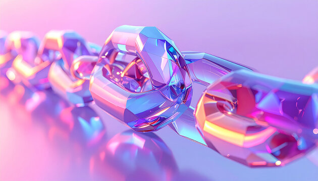 Sleek Y2K chain, holographic flair, clean and crisp background, futuristic appeal, minimalist vibe, 3D render
3