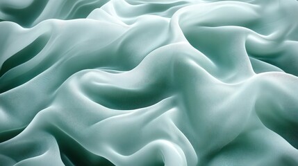 Fototapeta premium Mint green fabric drapes, smooth texture, close-up, use for fashion design