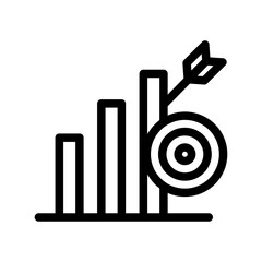 Bar Chart with Arrow Target Line Icon of Data Visualization Icon Set