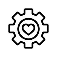 Gear with Heart Line Icon of Ethical Design Icon Set