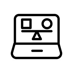Fototapeta premium Laptop with Balance Shapes Line Icon of Balance Icon Set