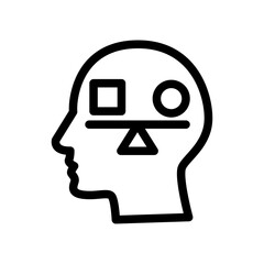 Human Head with Balance Shapes Line Icon of Balance Icon Set