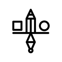 Pencil and Shapes in Balance Line Icon of Balance Icon Set