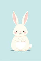 Obraz premium Cute Bunny Sitting on Pastel Blue Background