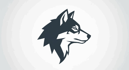 Head wolf alone in the night forest