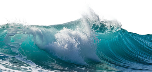 Dynamic Turquoise Ocean Wave Crashing with White Spray and Foam