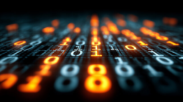 Rows of binary digits flowing across a digital surface, illustrating data streams cybersecurity awareness and the power of modern computation.
