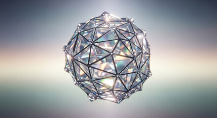 Abstract geometric sphere crystal ball design render background for graphic design projects art and science
