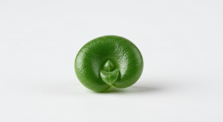 Single Green Pea Pod with a Pea Inside on White Background.