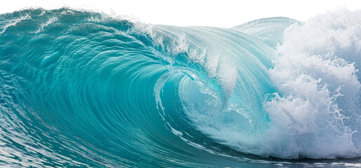 Dynamic Ocean Wave Cresting with Clear Blue Water and Foam