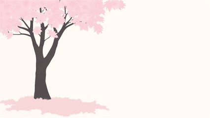 Obraz premium Pink cherry blossom tree in full bloom. Illustration of a cherry blossom tree.