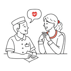 Nurse and Patient Care Discussion – Hospital Health Service Vector Illustration