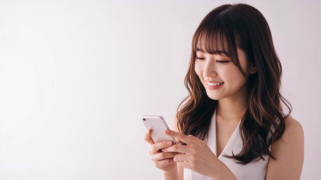 嬉しそうな顔で、スマホを操作するナイトワークの女性