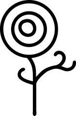 Abstract Black and White Floral Design with Circular Concentric Pattern