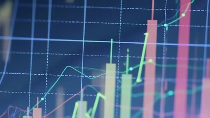 Dynamic stock market data analysis, showcasing growth trends and financial visualization with line - Powered by Adobe