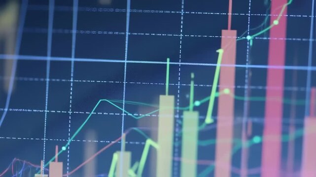 market data analysis, showcasing growth trends and financial visualization with line