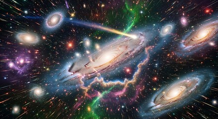 Cosmic Collision of Galaxies in Deep Space.