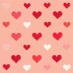 Scattered Hearts Pattern on Soft Pink Background