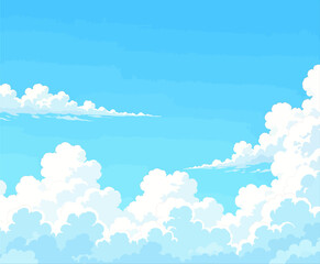 Fototapeta premium Serene Sky with Fluffy Clouds in Blue Horizon