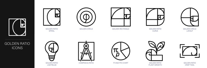 Golden Ratio Line Icon Set