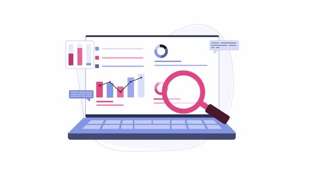 Analytics animation vector for data analysis. Suitable for business presentations, reports, marketing materials, and websites.