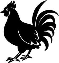 Rooster, hen, cock silhouette vector icon 
