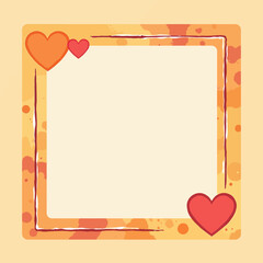 Warm Heart Frame with Orange Background and Red Hearts