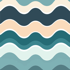 Wavy Serene Patterns in Calming Teal and Beige