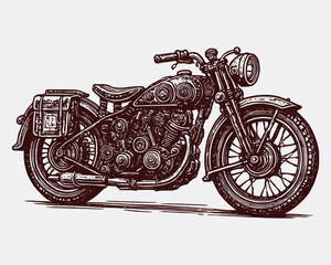 Vintage Motorcycle Engraving