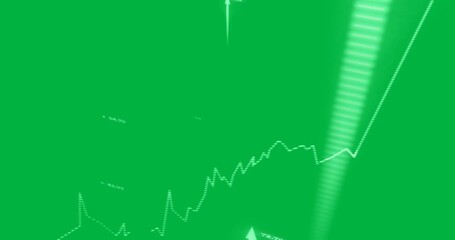 Animation of statistics and financial data processing over arrows on transparent background - Powered by Adobe