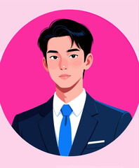 Young Professional in Formal Attire against Pink Background