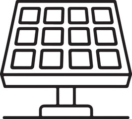 Clean energy icon of a solar panel on a stand representing renewable power generation