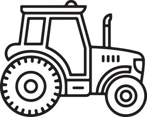 Simple outline drawing of a modern agricultural tractor in side profile