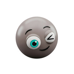 Fototapeta premium 3D Winking Face Emoji - Playful, Cheeky, Flirty, Humorous, Secretive, Friendly Gesture, Good Vibes