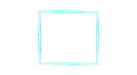 Light blue square frame with watercolor texture isolated on transparent background