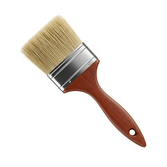 High-quality paintbrush with brown  handle, perfect for fine art projects and home improvement tasks. Isolated on white or transparent background. PNG format.